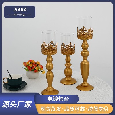 跨境复古餐厅摆件烛台欧式婚庆道具金属烛台加工派对装饰烛台定做