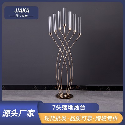 7头落地烛台铁艺蜡烛台婚礼路引欧式浪漫婚庆道具落地蜡烛台定制