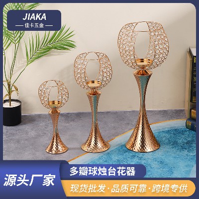 跨境水晶球烛台花器婚庆烛台摆件婚礼路引烛光晚餐布布置道具定制
