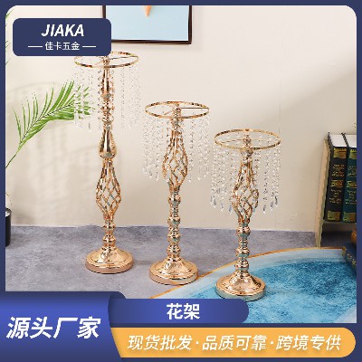 亚马逊铁艺蜡烛台麻花花器婚礼主桌装饰插花器欧式T台路引花架