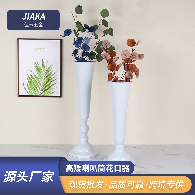 婚庆装饰花器客厅插花摆件北欧简约花瓶喇叭筒花器婚礼路引道具