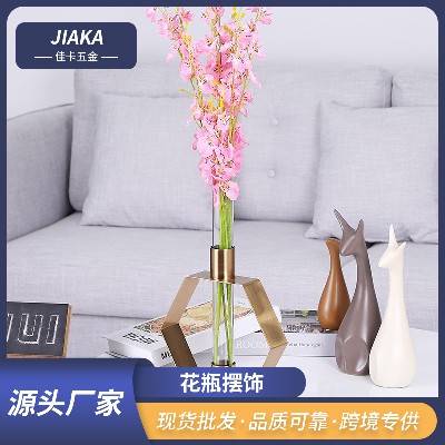Cross border wholesale of metal vase decorations for living rooms, dining rooms, bedrooms, study rooms, European fashion home decor