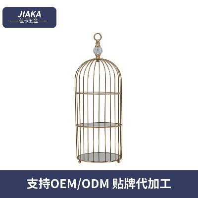 金色半边鸟笼蛋糕架加工定制甜品装饰盘拍照道具定做婚庆婚礼摆件