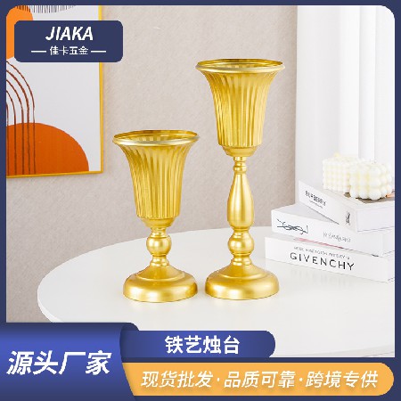 婚庆道具插花花器铁艺装饰花器婚礼氛围道具西餐厅金属花瓶定制