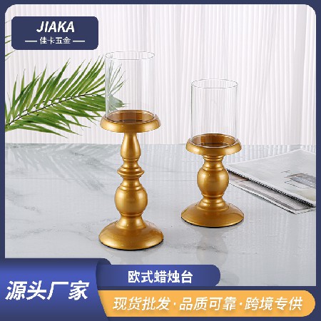 欧式蜡烛台北欧婚庆烛台摆件婚礼装饰欧式透明蜡烛杯金属蜡烛台