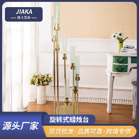 螺旋式婚庆道具步步高玻璃工艺品铁艺烛台欧式婚庆路引蜡烛台摆件
