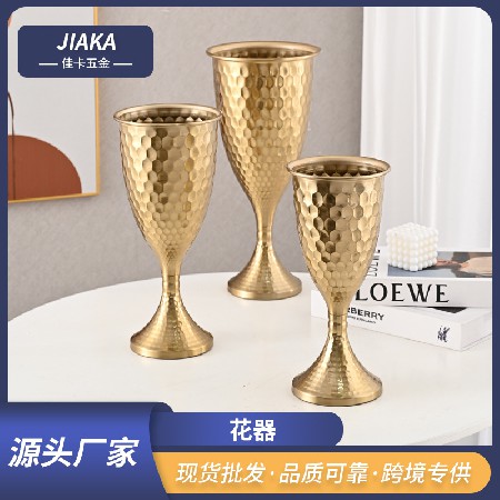 欧式婚礼插花花器婚宴餐桌装饰摆件酒店派对氛围道具铁艺花瓶批发