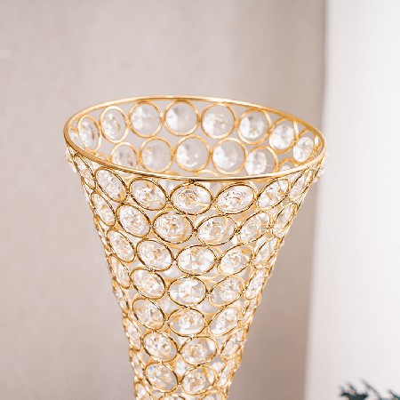 金属喇叭插花器酒席桌面装饰花器欧式插花花瓶干花装饰器长细花器