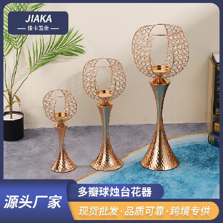 跨境水晶球烛台花器婚庆烛台摆件婚礼路引烛光晚餐布布置道具定制