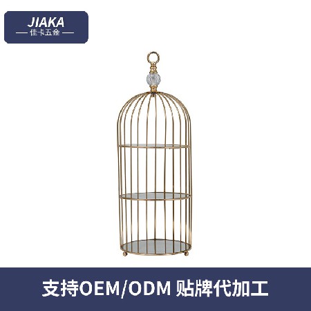金色半边鸟笼蛋糕架加工定制甜品装饰盘拍照道具定做婚庆婚礼摆件
