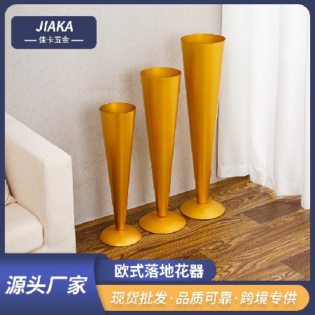 欧式金色落地花器场地布置路引婚庆摆件酒店橱窗装饰花器摆件批发